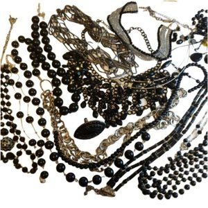 Huge Bundle of Black Costume Party Dressy Jewelry